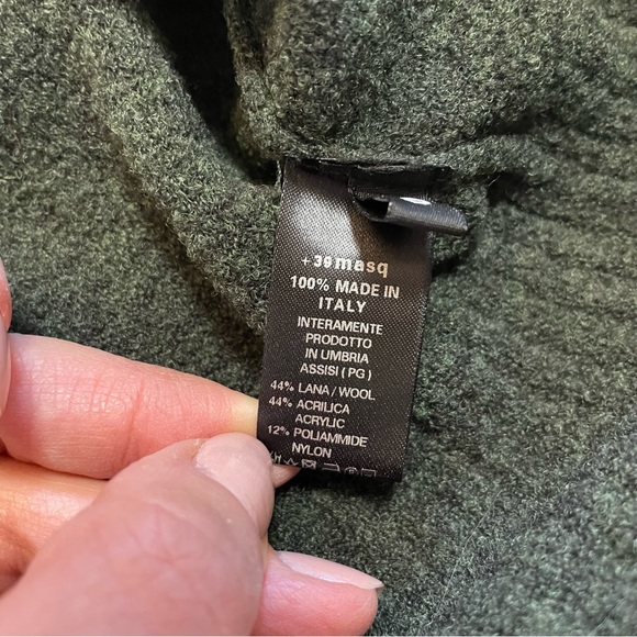 NWT New $210 +39 MASQ V-Neck Wool Dark Green Sweater Size S Made In Italy - Picture 8 of 9